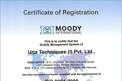 ISO certificate of registration – Urja Techniques (I) Pvt. Ltd.